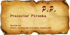 Preiszler Piroska névjegykártya
